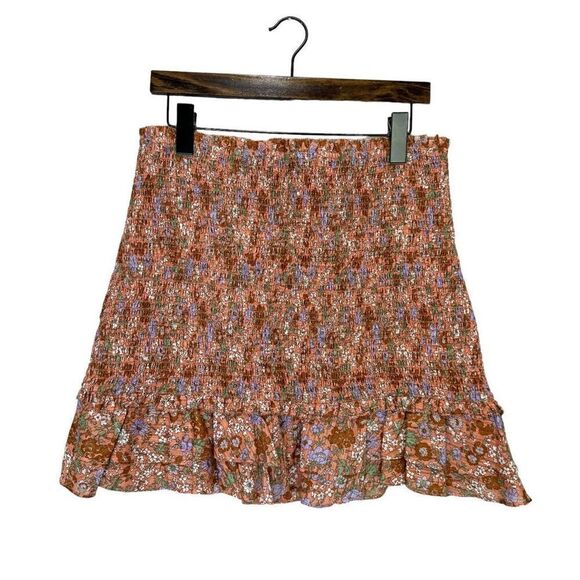 NWT Veronica Beard Elastic Waist Melodie Floral Smocked Mini Skirt Coral Size 12 - Picture 4 of 8